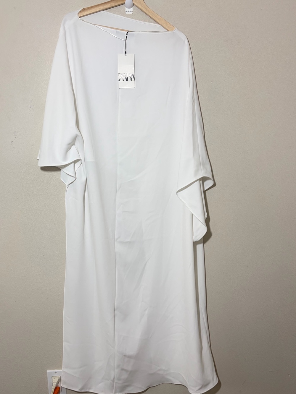 Zara White Asymmetric Cape Blouse - Picture 3 of 9